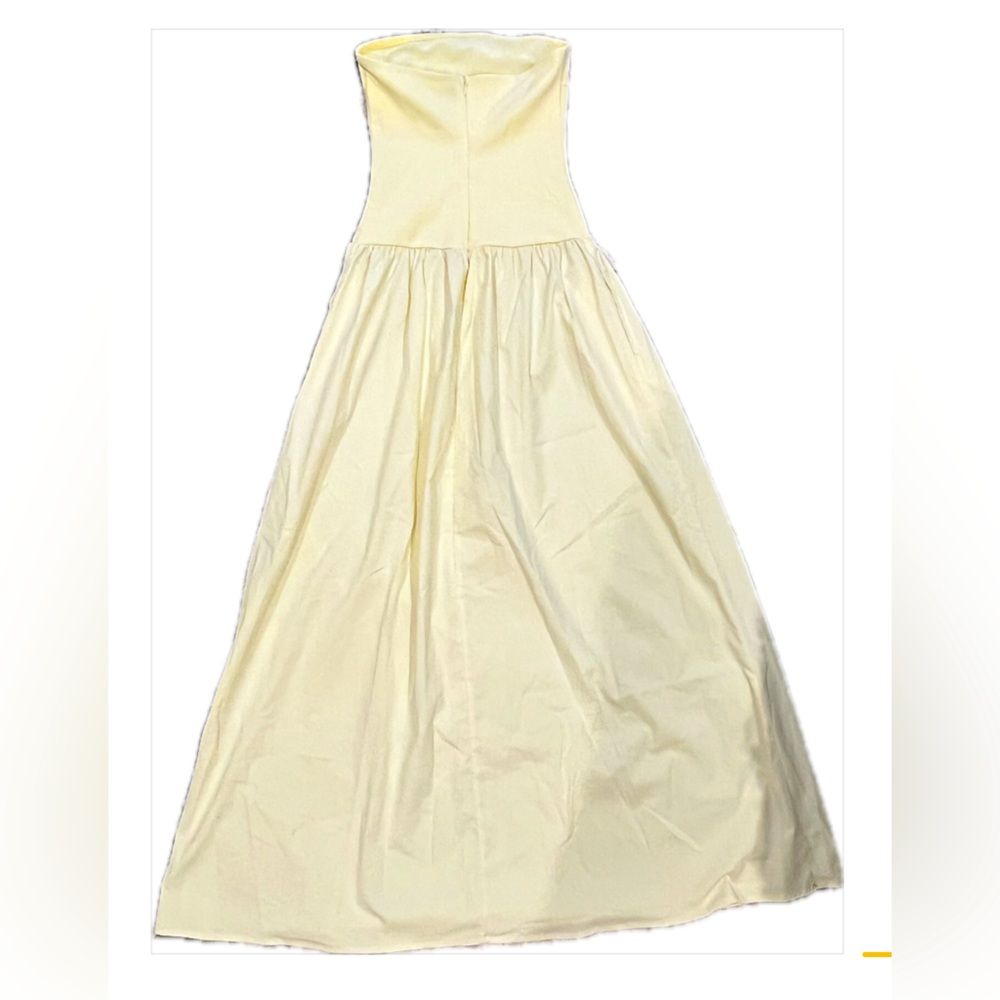White Fox Boutique Take Back Strapless Maxi Dress With Pockets in Lemon Size XS - Picture 6 of 6
